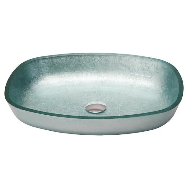 Foil Silver Tempered Bath Wash Basins Glass Bowl Melon Shape Table Top Solid