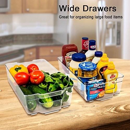Fridge Bins and Freezer Organizer Refrigerator Bins Stackable Storage Containers BPA-Free Drawer