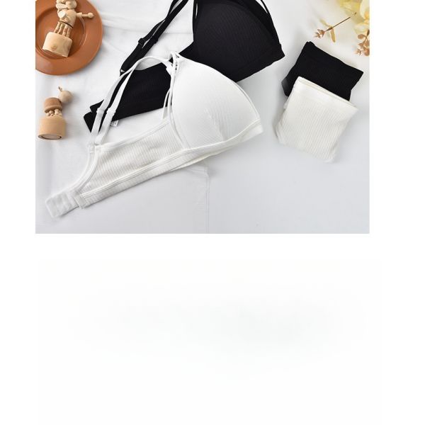 Wholesale High Quality New Fashion Bra With Thong Panty Set Cotton Quality Breathable Wire-Free Pad Adjusted Straps Bra