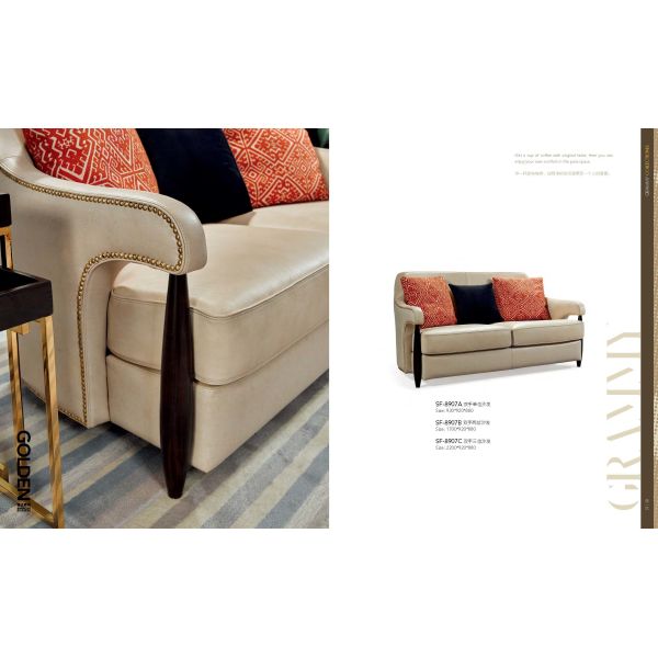 American leisure style Dining room furniture set of Circle Table with Upholstery chairs and Dining buffet cabinets