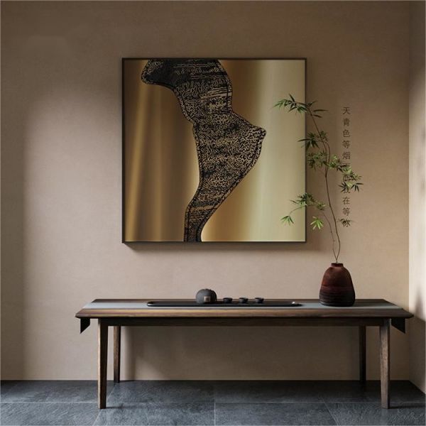 Custom Golden Premium Square Wall Art Hotel Entryway Metal Decor Painting Mural