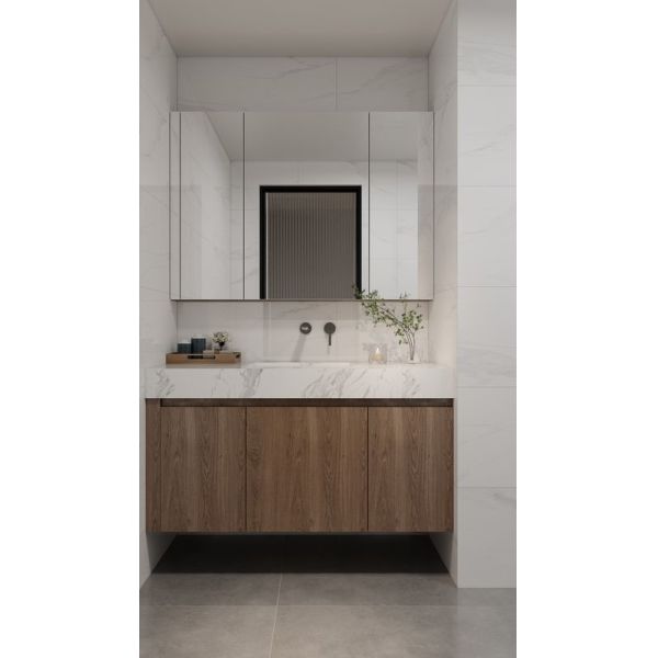 ファディオール モダン マット 木材 穀物 浴室 バニティ キャビネット 鏡 キャビネット