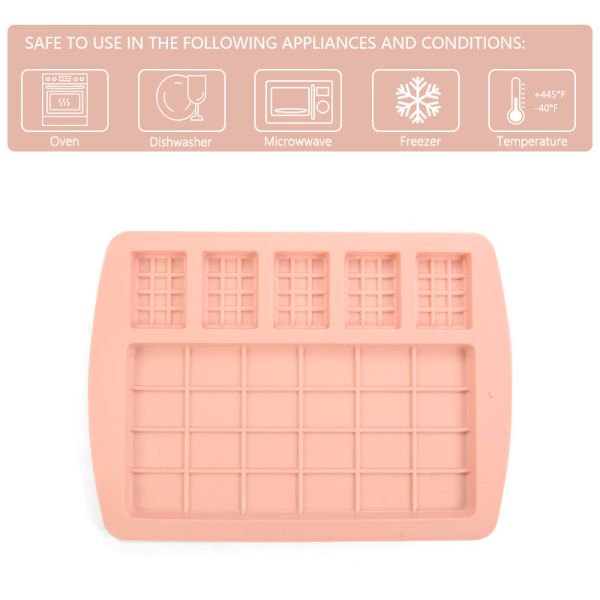 Розовая силиконовая вафлевая плесень гладкие силиконовые кексы для вафлевого торта шоколад