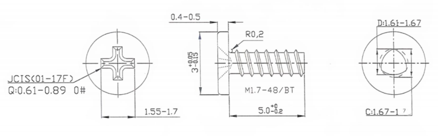 M1.7x5mm Black Zinc Steel Cross Head Machine Screws