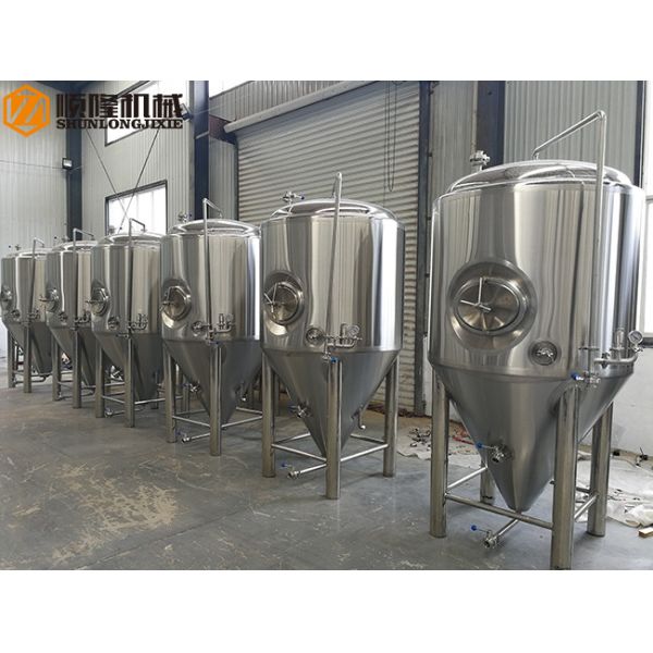 600 L Bright Polished Beer Fermentation Tanks , Large Conical Fermenter