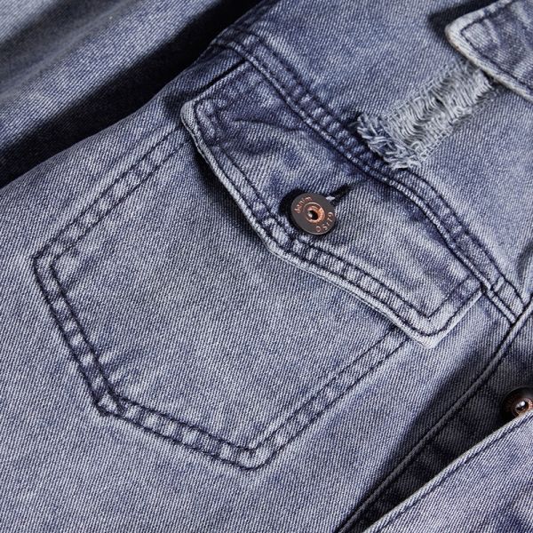 Самые лучшие производители одежды в свете Китая Breathable сверхразмерном - кнопке куртки голубых джинсов одиночной