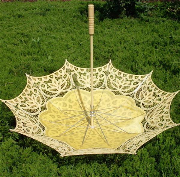 Vintage Lace Wedding Parasol Umbrella 48cm White black and beige colors