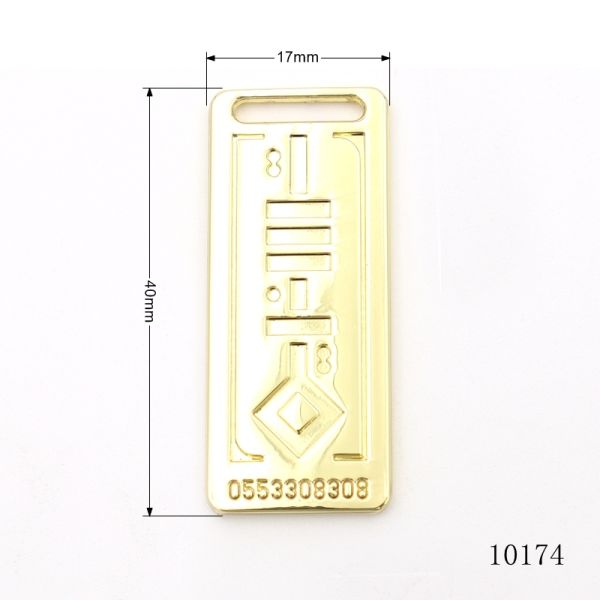 Engraved Metal Logo Tag Rectangle Key Chain Bag Charm Hypoallergenic