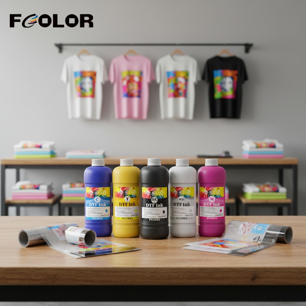 FCOLOR 1000ML DTF Ink for Professional T-shirt Printing Providing High Resolution and Excellent Durability Long-lasting Designs