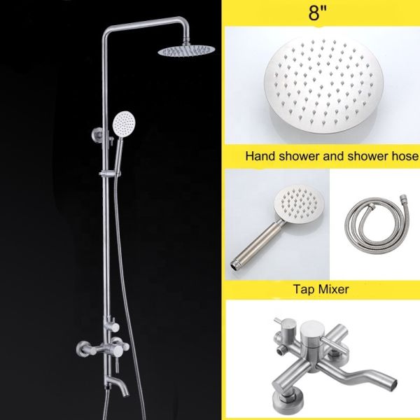Bestseller Metal Silver Square Built In Wall Concealed Mount Mixer Rain Shower Head And Hand Held Shower Faucet Set