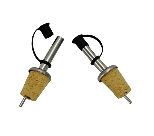 Popular wholesale Stainless Steel Pourer with Cork for Ceramic/Olive Oil bottle