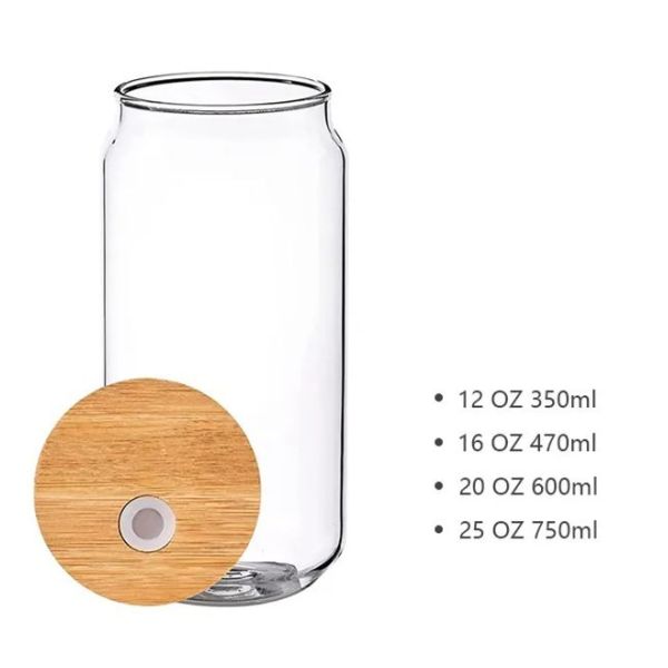 Eco-Friendly Glass Tumbler with Bamboo Lid and Glass Straw for Hot and Cold Beverages