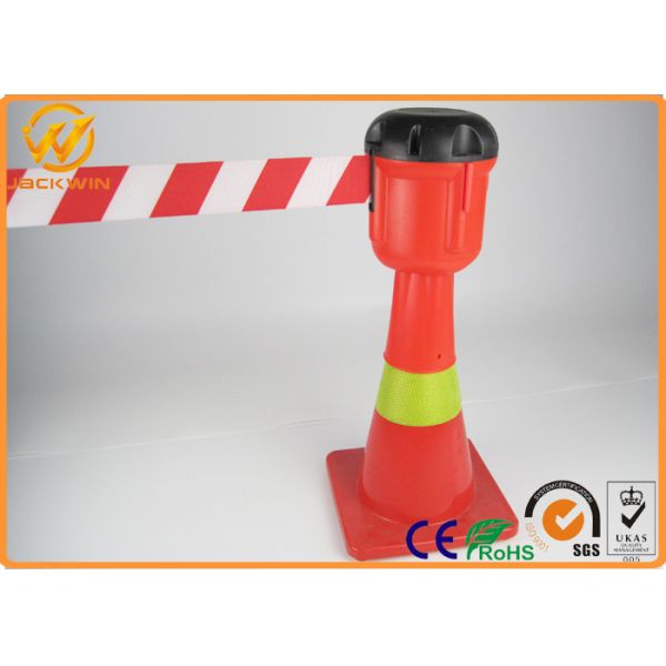 Road Traffic Management Cones Topper 9 Meters White / Red Plastic Retractable Belt