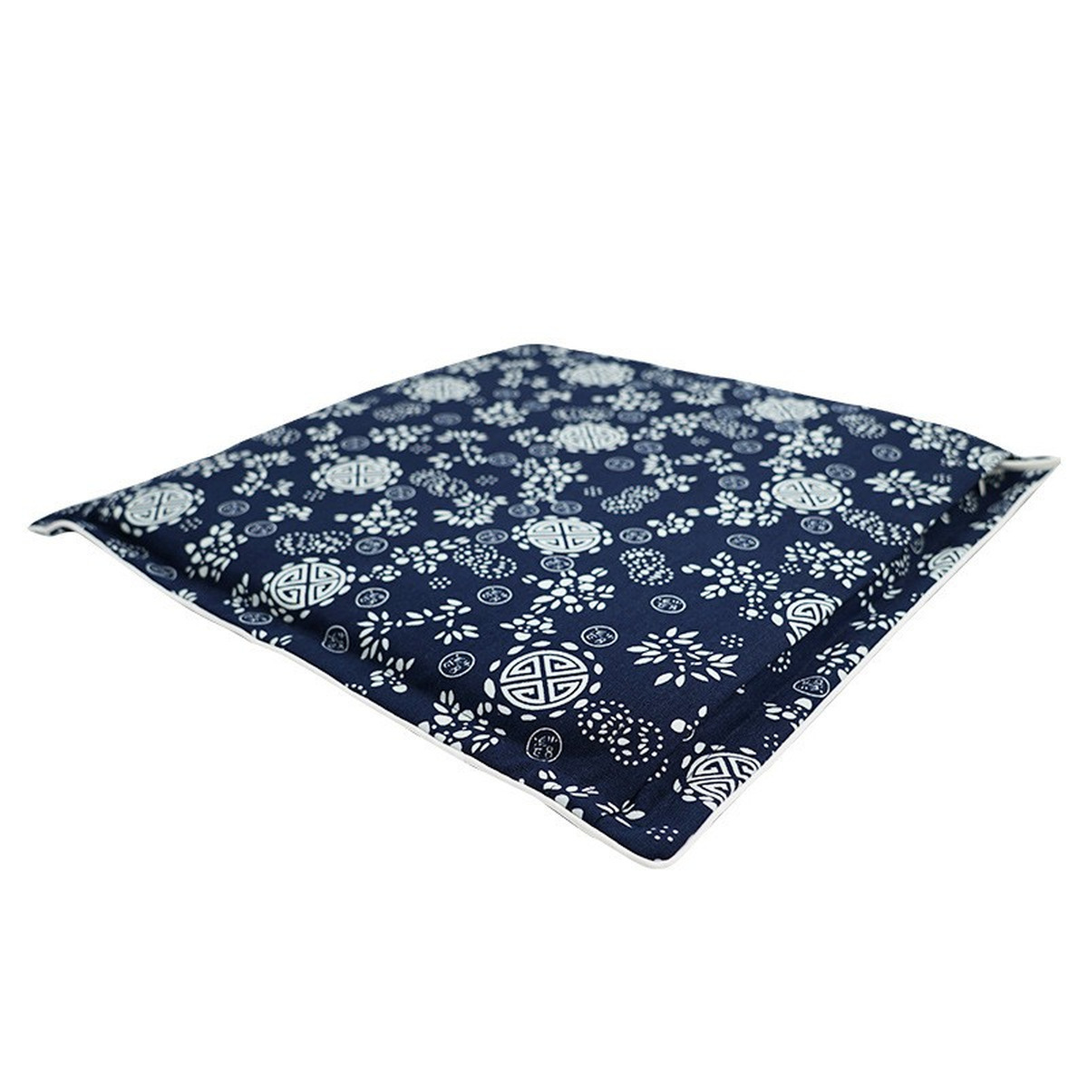 Qiai Mugwort Seat Cushion in Navy Fabric with Individual Gift Box