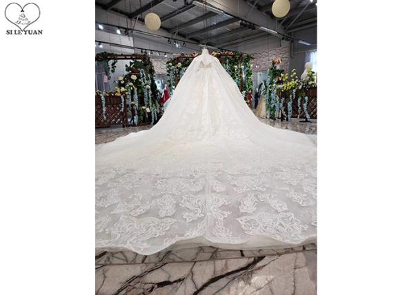 Back Bandage Ladies Bridal Gown , Strapless Lace Wedding Gown 3 In 1 Tulle Shawl