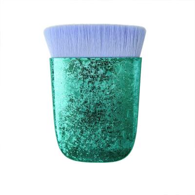 Azul do brilho da escova de Kabuki da cara da fundação em volta do punho plástico dado forma