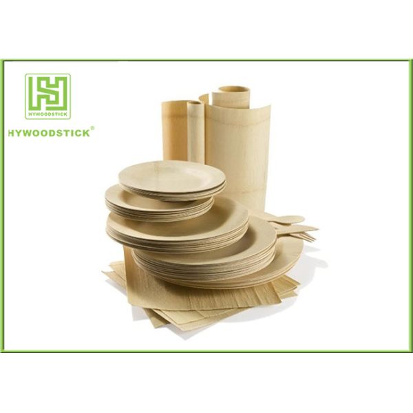 Eco Friendly Disposable Wooden Plates Bulk Camping Dinnerware Sets