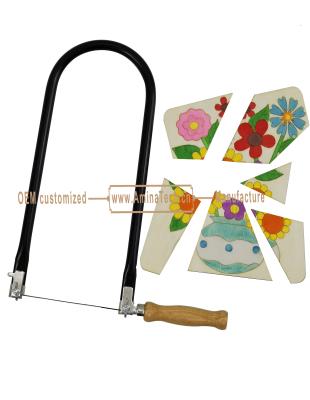 5 U Tube Fret Saw Frame with Wooden Grip for junior students to learn and practise paint board carving and pa