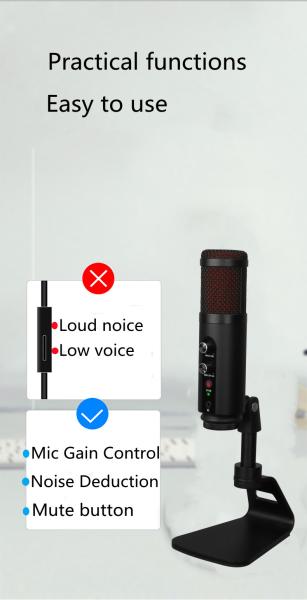 Windows Mac USB Recording Microphone For Live Streaming Music OEM ODM