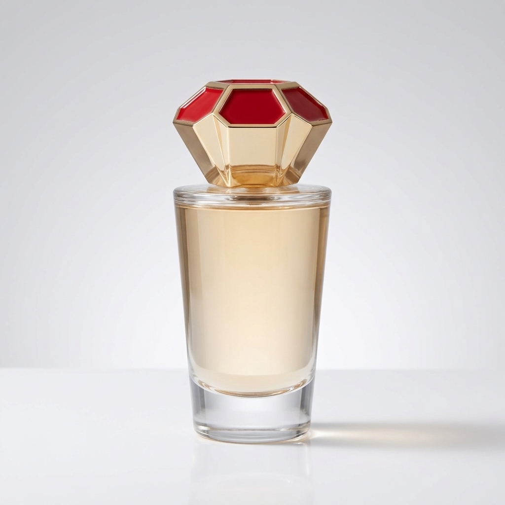Luxury Zinc Alloy Perfume Cap with Faceted Design and Inlaid Red Enamel - Customizable Size