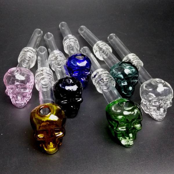 Recyclable Skull Glass oil burner pipe Bubbler Bowl 5.5Inch Lenght Lightweight