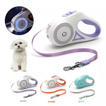 Custom Logo Automatic Pet Dog Leash Lead with Bright LED Lights and Durable Material
