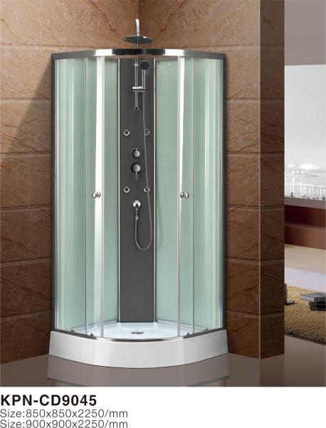 Circle Quadrant Shower Cabin with white acrylic tray  chrome aluminium