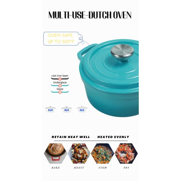 style classique de four néerlandais d'Oven Enamel Covered Round Dutch de fonte de 20cm