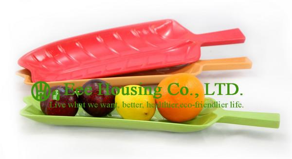 Eco-friendly Bamboo Fiber Tableware, Bamboo Fiber Plate Manufactuer In China, Leaf-shaped