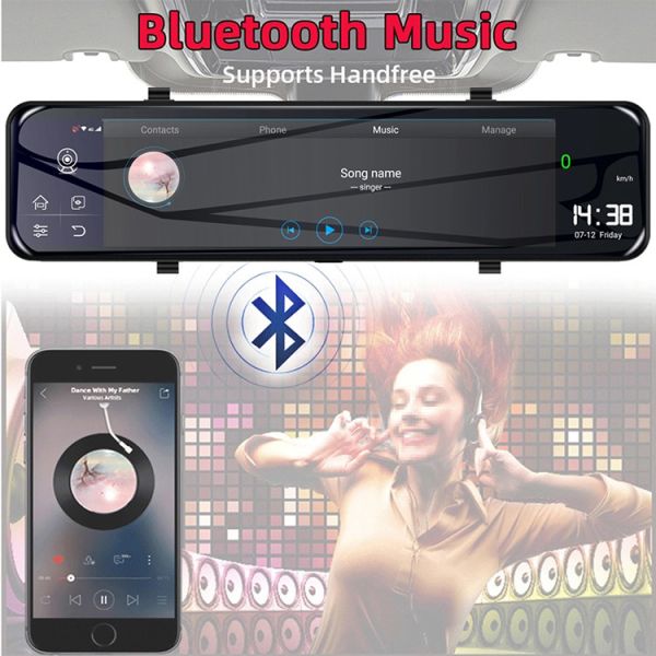 FHD1080P Dual Wireless Dashboard Camera Mirror Mounted Dash Cam IPS Screen