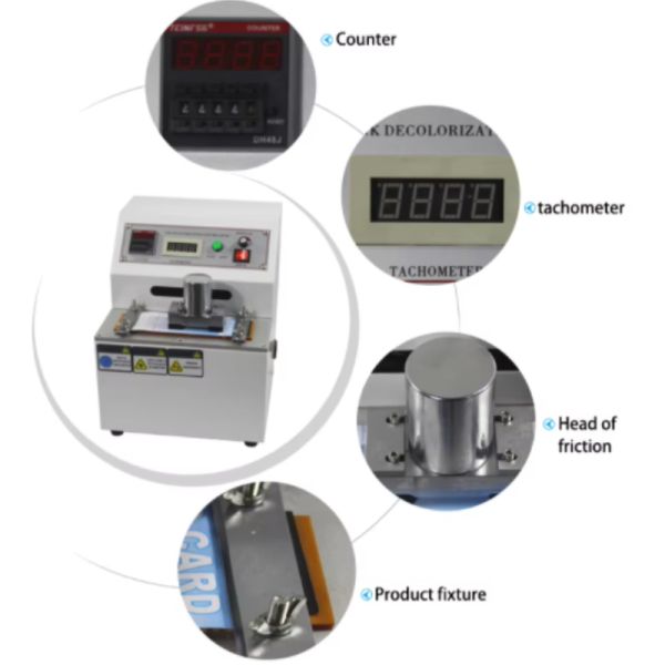 UP-1000 Ink Rub Resistance Testing Machine with Adjustable Abrasion Speed, High Precision Abrasion Load, and ASTM D5264 Compliance