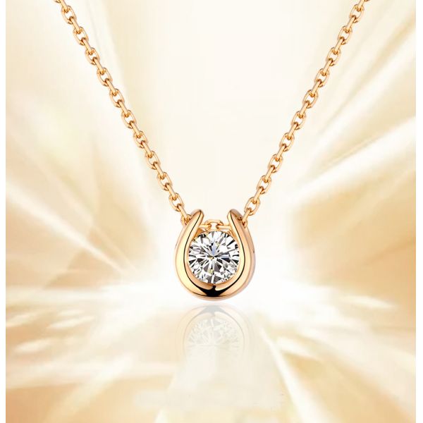 1.0mm Rose Gold Horseshoe Necklace Personalized 1.5g 18 Karat