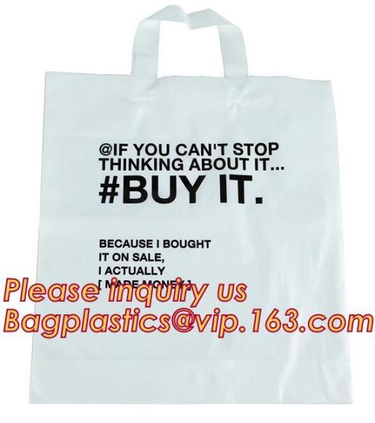 Manufacturer Custom Logo Printing soft loop handle plastic bag,promotional 100% biodegradable custom printed soft loop h