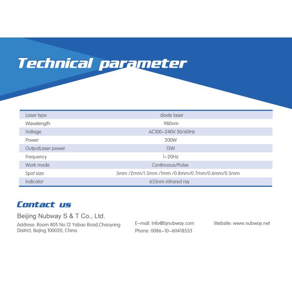 Nubway Most Popular CE FDA Approved Blood Vessel Removal Diode Vascular Laser 980 Nm Beauty Machine