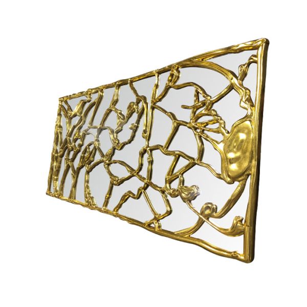 Full Length Hanging Brushed Brass Mirror 100x200cm Decorative