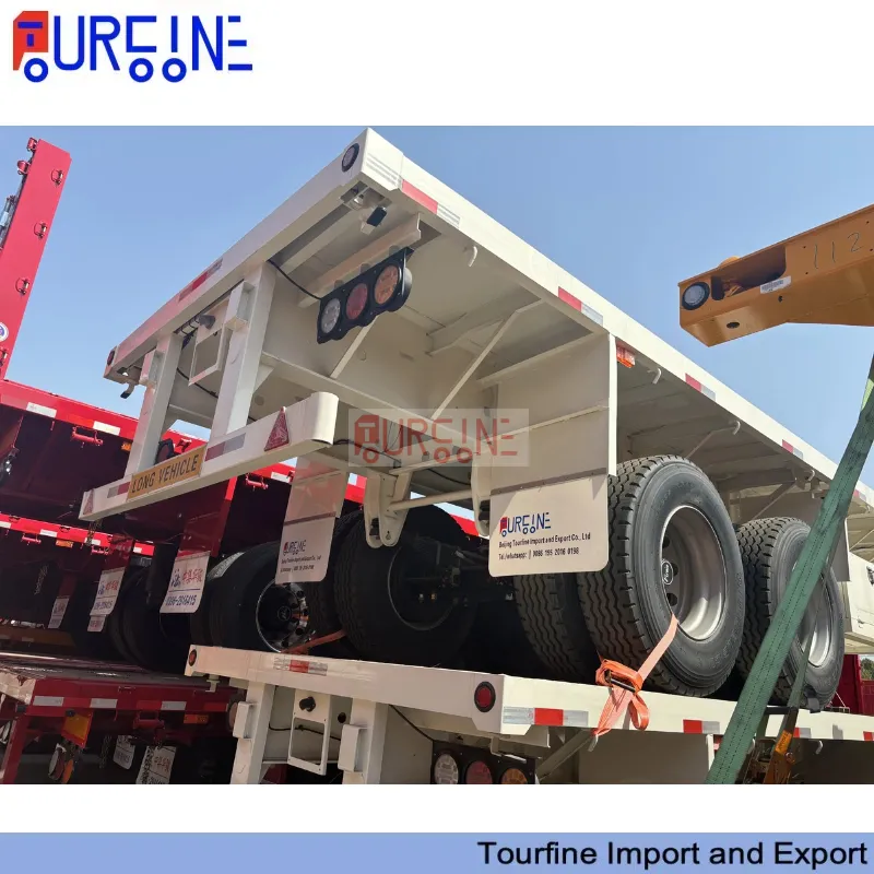 Interlink Or Super Link Flatbed Semi Trailer 2 Axle 40 Ft Shipping Container Trailer With Lock