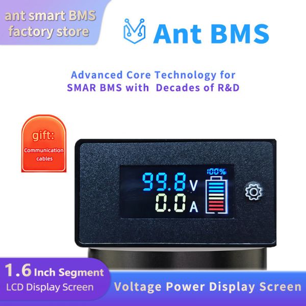 Plug Play 1.6 Black Touch ANT BMS LCD Display 4S-32S 24V-150V Capacity Monitor