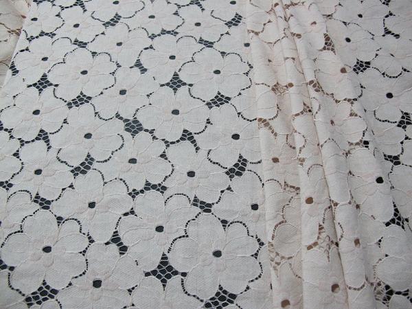 Floral Heavy Cotton Nylon Lace Fabric / White Stretch Lace Fabric SYD-0005