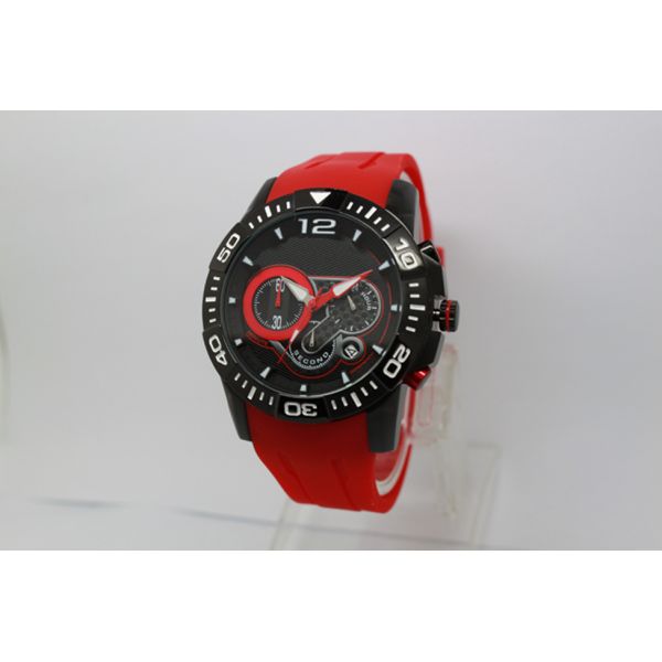 Two Movement Digital Wrist Watches Stainless Steel Case With Silicone Band For Men