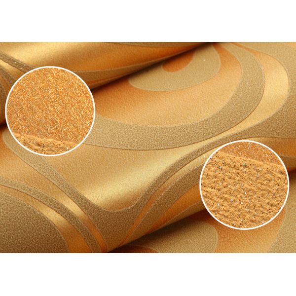 Custom Removable Contemporary Living Room Wallpaper With Golden Curve Design
