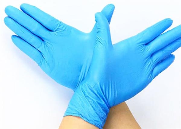 Blue Rubber Non Sterile Gloves Nitrile Disposable Powder Free Fully Palm