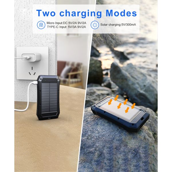 Dual USB Waterproof Solar Power Bank