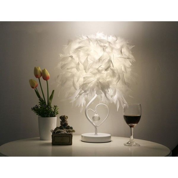 Multi Coloured Remote Control Feather Lamp Wedding Bedroom Bedside Romantic Nightlight