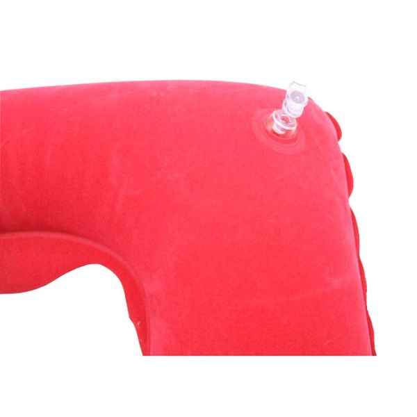 Inflatable Airplane Pillow Bright Red Color , Neck Travel Pillow With PVC Flocking Material
