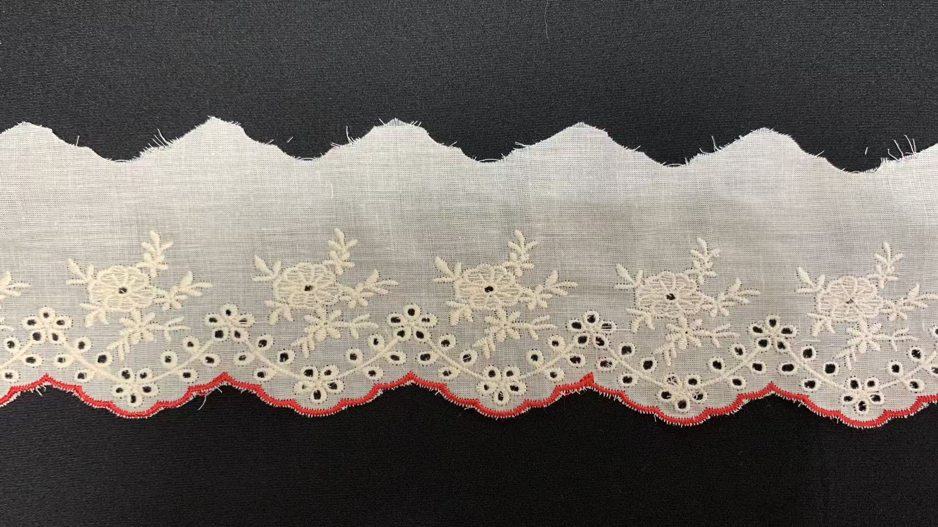 Vintage Scalloped Edge Cotton Lace Trim with Middle East Style and 3.8 Inches Wide for Garment Dress DIY Craft