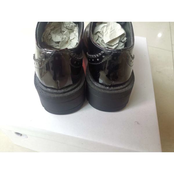 Vintage Balck PU Leather Shoes Patent Leather Oxfords Womens