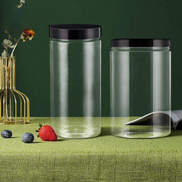 опарник пустого ЛЮБИМЦА 550ml пластиковый ясный косметический с желтой верхней крышкой для упаковки хранения