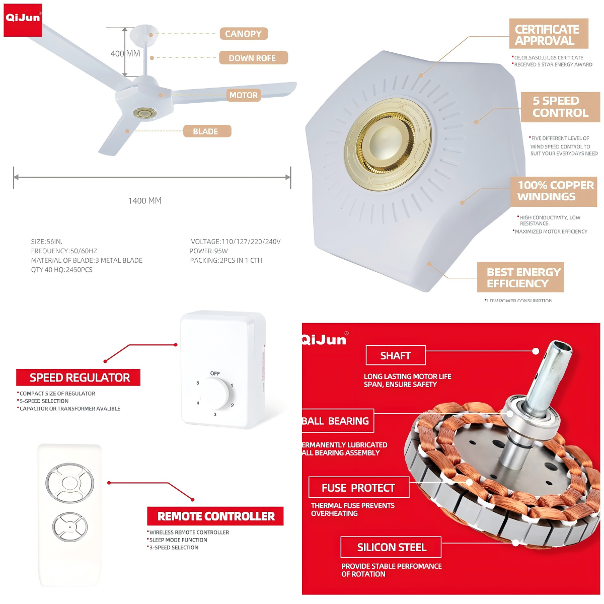 Wholesale factory 56 60 Inch 3 Blade Ceiling Fan Light , Modern Chandelier Ceiling Fans With Lights