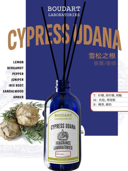 CYPRESS UDANA Reed Diffuser Wholesale OEM Perfumes decoração residencial garrafas de vidro natural óleo essencial aroma bastões de ratão