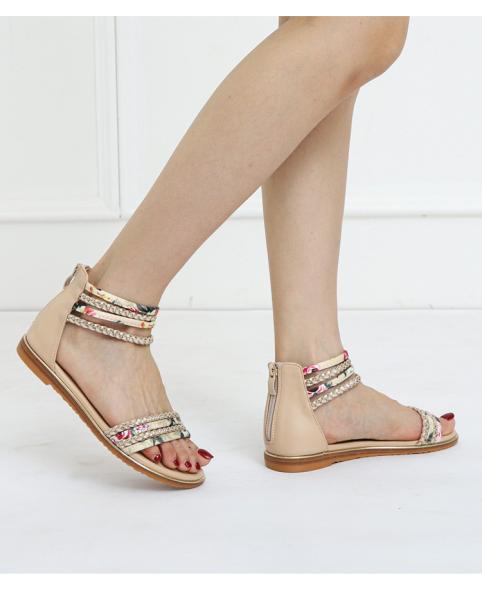 BS136 Flat Roman Shoes 2021 New Ladies Fashion Casual Sandals Vacation Travel Floral Cloth Beach Women'S Shoes Sandals B